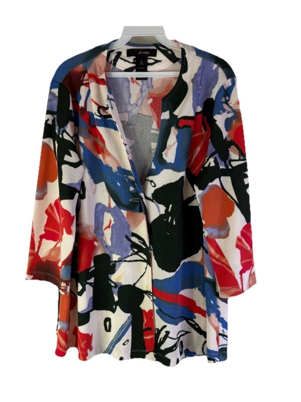 Ali Miles Rainbow Geometric Toggle Shirt Jacket Lagenlook